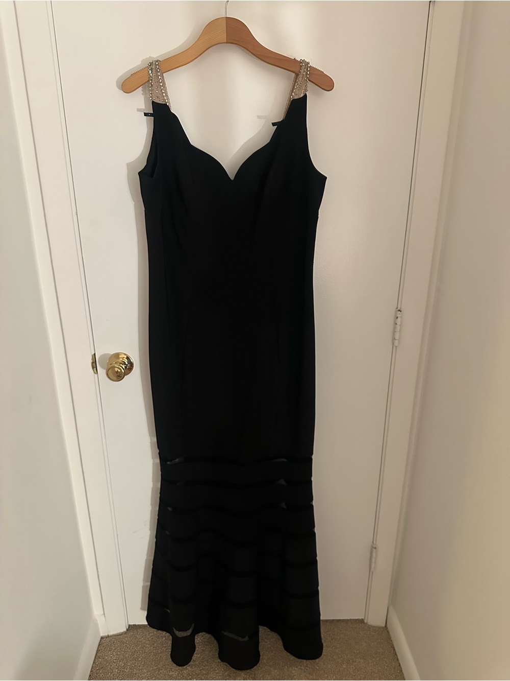 JS Collections Black Maxi Dress with Beaded Straps